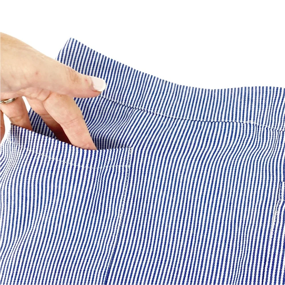 Seek The Label Blue White Pinstripe Mini Skirt Small - Picture 5 of 10